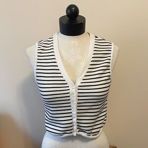Striped Sleeveless Cardigan Vest